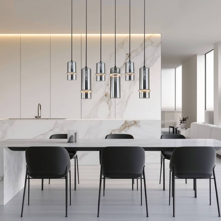 PENDANT LED LINE LIGHT 26W 3000K SANDY BLACK - SMOKED GLASS