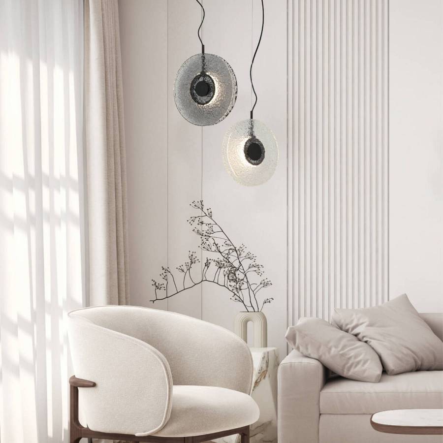 PENDANT LED LIGHT 11W 3000K METAL-GLASS, BLACK-CLEAR GLASS