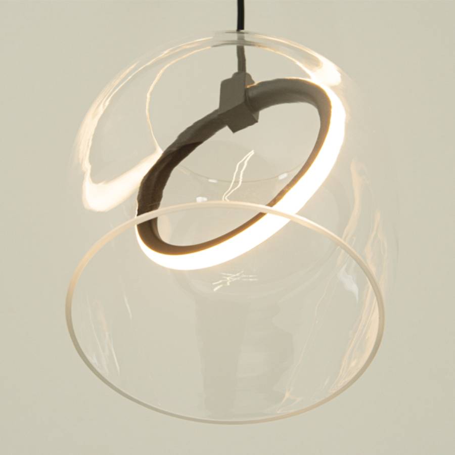 PENDANT LED LIGHT 6W 3000K METAL-SILICON-GLASS,BLACK-CLEAR GLASS
