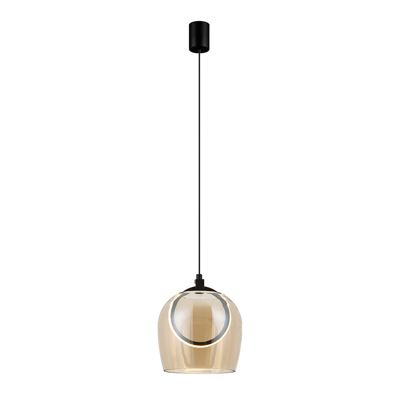 PENDANT LED LIGHT 6W 3000K METAL-SILICON-GLASS,BLACK-CHAMPAGNE