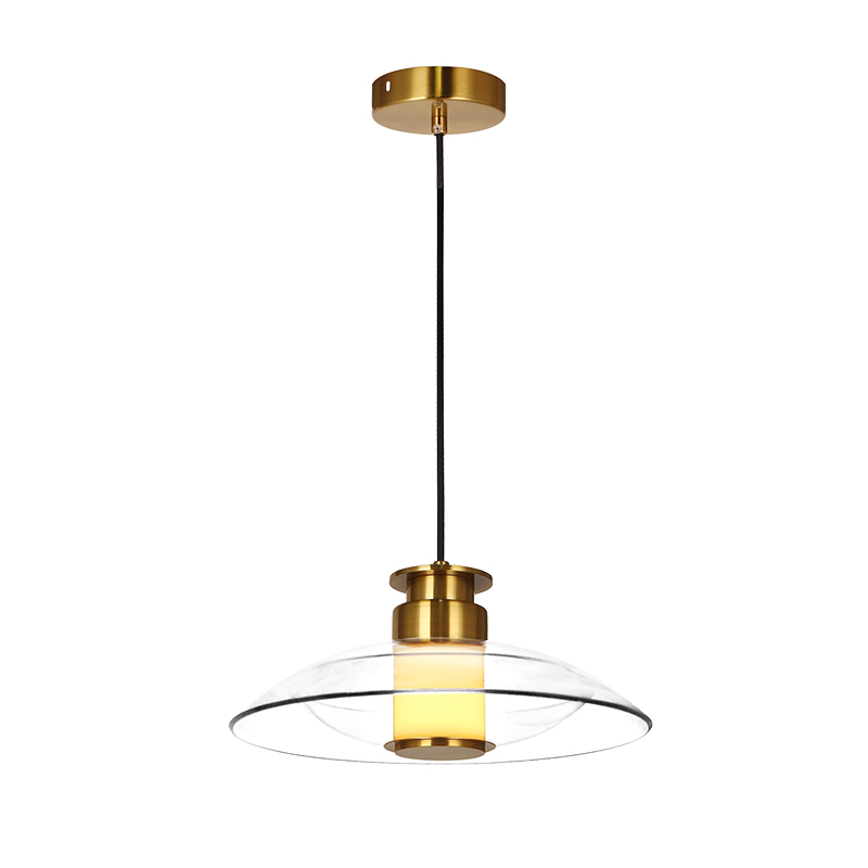 PENDANT LED LIGHT 10W 3000K BRUSHED BRASS - CLEAR GLASS