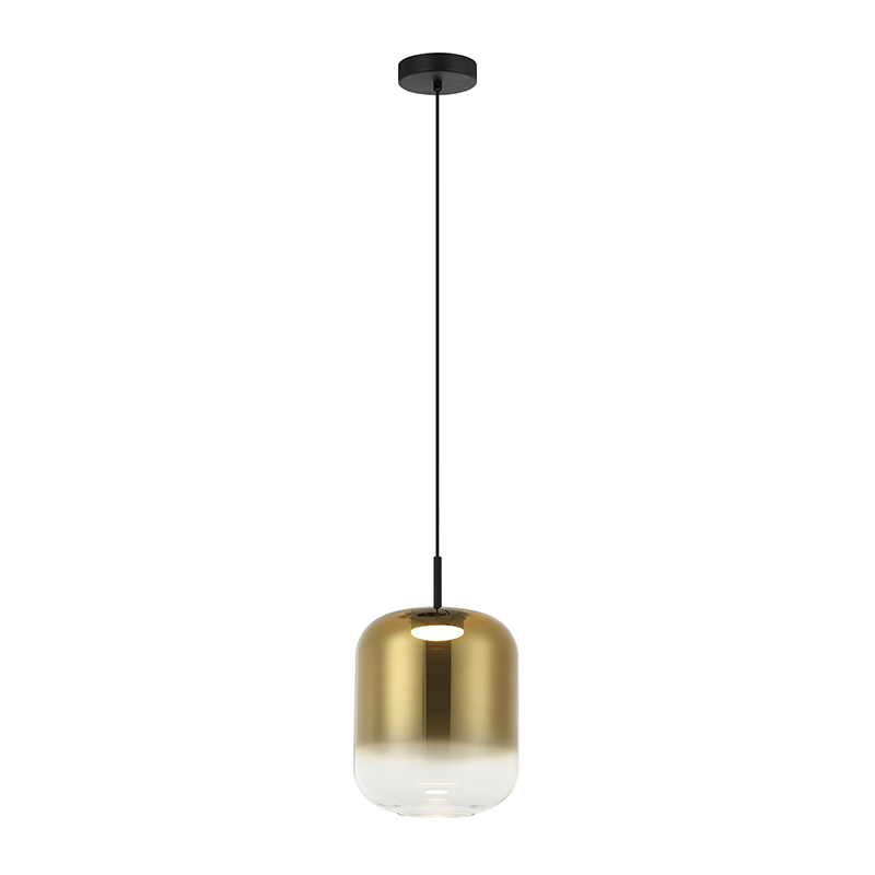 PENDANT LED LIGHT 12W 3000K BLACK-GOLD GLASS
