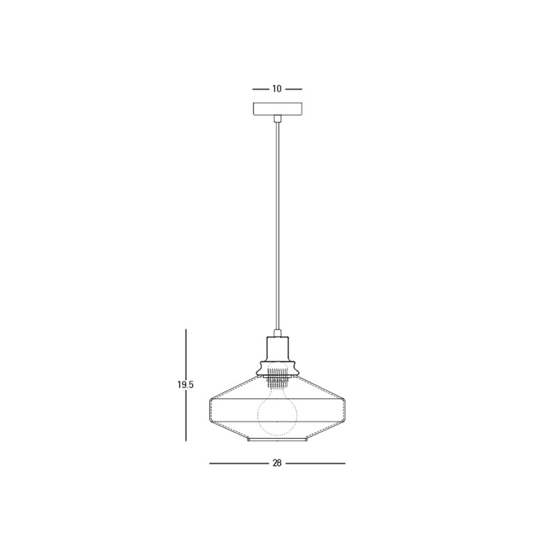 PENDANT LIGHT E27 MAX 40W METAL-GLASS ANODISED DARK GREY