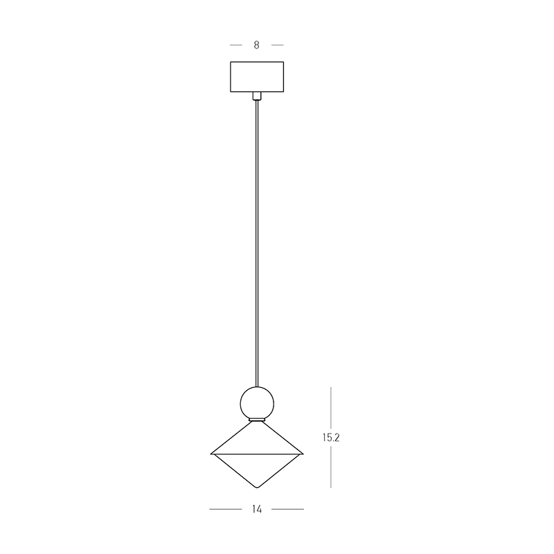 PENDANT LED LIGHT 8W 3000K CERAMIC - METAL - GLASS, BRASS