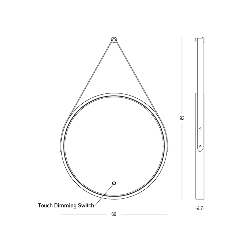MIRROR WITH LED LIGHT 15W 3000K-4000K ROUND TOUCH DIMMING SWITCH BLACK MATT  IP44