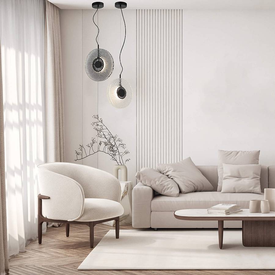 PENDANT LED LIGHT 11W 3000K METAL-GLASS, BLACK-CLEAR GLASS