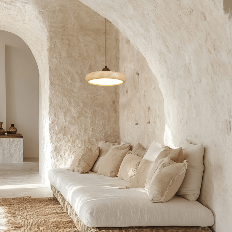 PENDANT LED LIGHT 22W 3000K NATURAL STONE - BROWN WOOD