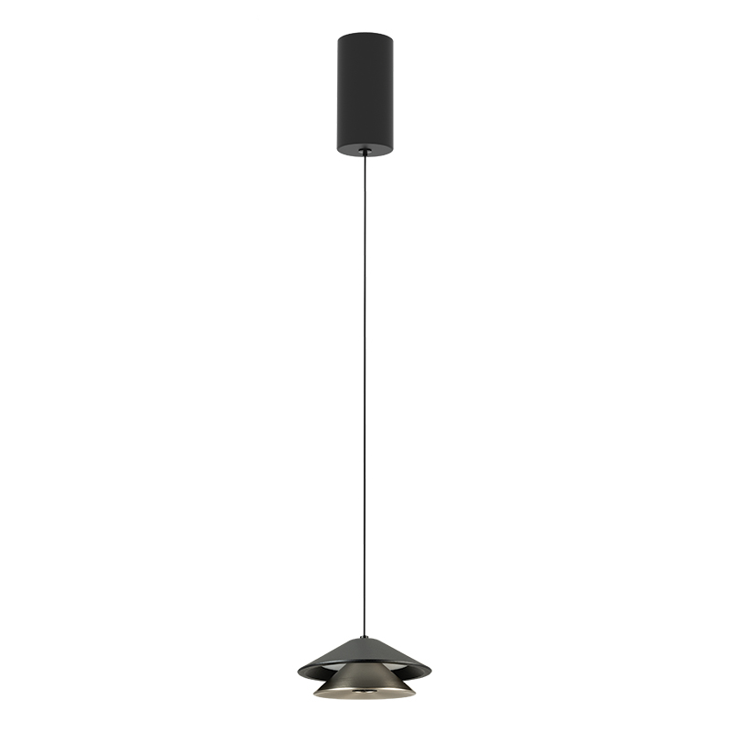 PENDANT LED LIGHT 9W SANDY BLACK BASE - SANDY BLACK SHADE - BRUSHED NICKEL ELECTROPLATE