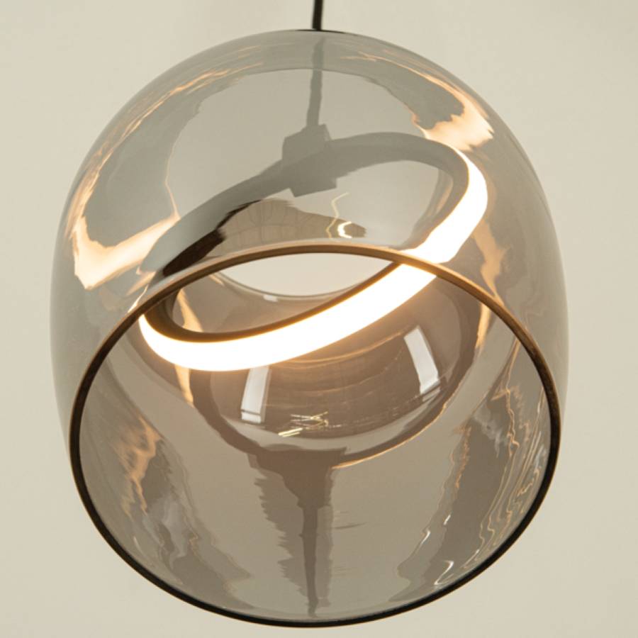 PENDANT LED LIGHT 6W 3000K METAL-SILICON-GLASS,BLACK-SMOKED GREY