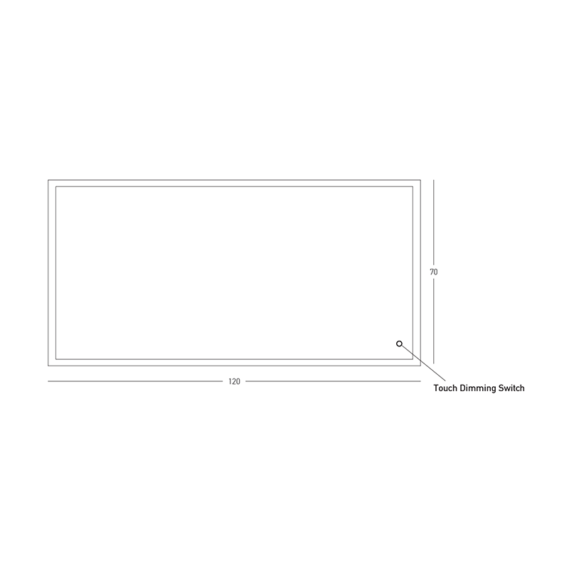 MIRROR WITH LED LIGHT 30W 3000K-4000K RECTANGLE TOUCH DIMMING SWITCH ANODIZED GOLD IP44