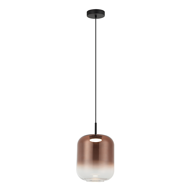 PENDANT LED LIGHT 12W 3000K BLACK-COPPER GLASS