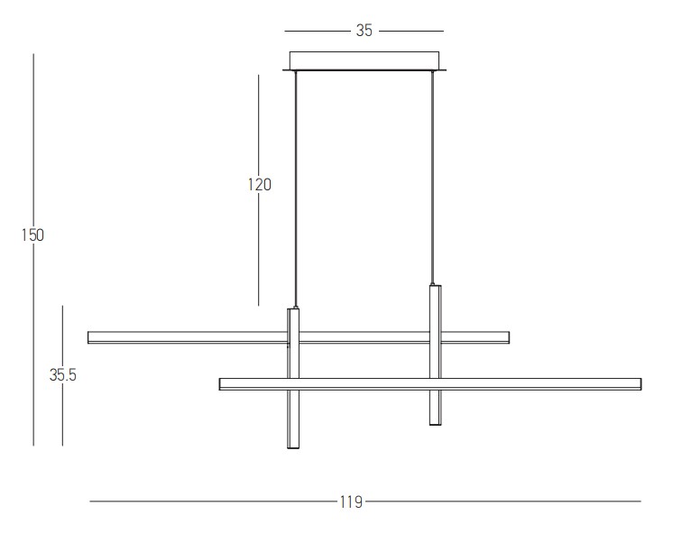 PENDANT LED LIGHT 47W 3000K ALUMINIUM BLACK