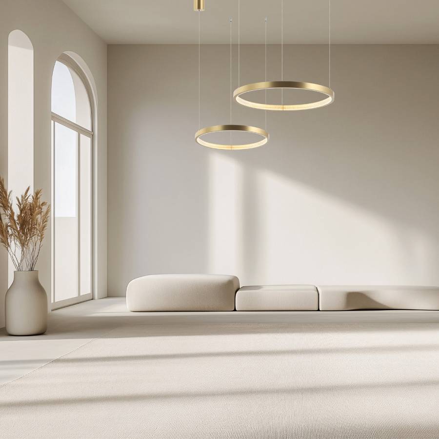 PENDANT LIGHT 34W 3000K ALUMINIUM-ACRYLIC   BRUSHED GOLD MATT