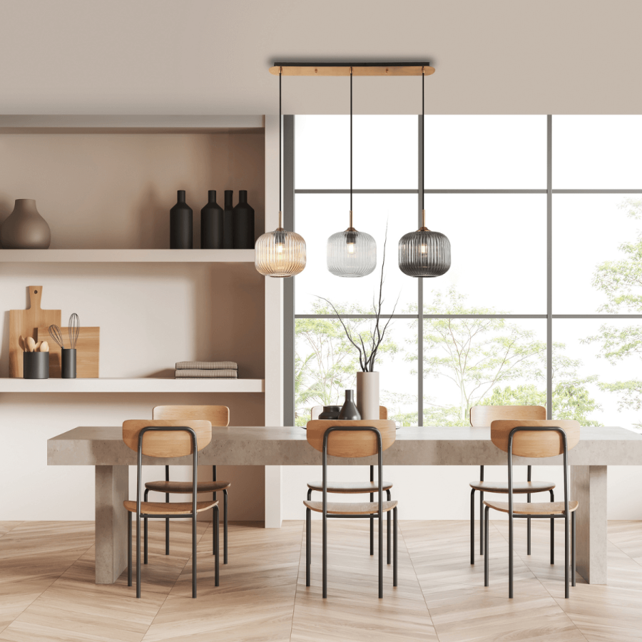 PENDANT LIGHT 3XE27 MAX40W GLASS CLEAR-SMOKE-CHAMPAGNE