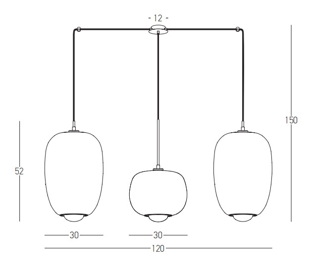 LINE LIGHT 3XG9 SMOKED GLASS -GOLD MATT