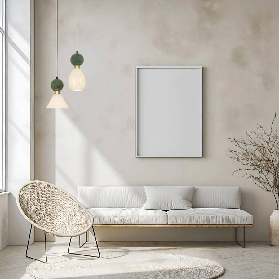 PENDANT LAMP E14 MAX 15W GREEN MARBLE - BRASS