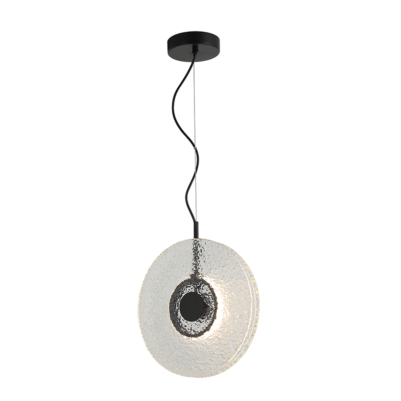 PENDANT LED LIGHT 11W 3000K METAL-GLASS, BLACK-CLEAR GLASS