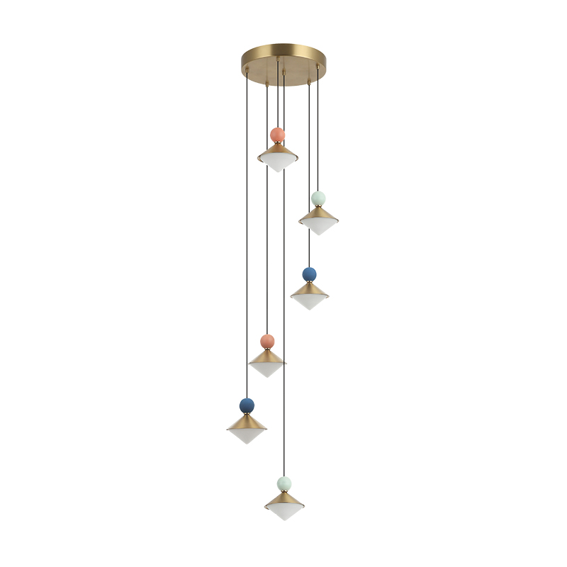 PENDANT LED LIGHT 40W 3000K CERAMIC - METAL - GLASS, BRASS