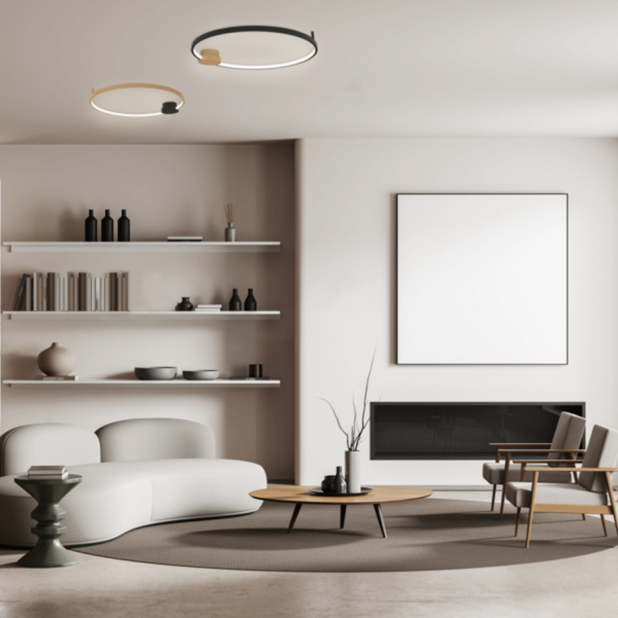 CEILING LED LIGHT 32W 3000K ALUMINIUM-SILICON,GOLD-BLACK RING