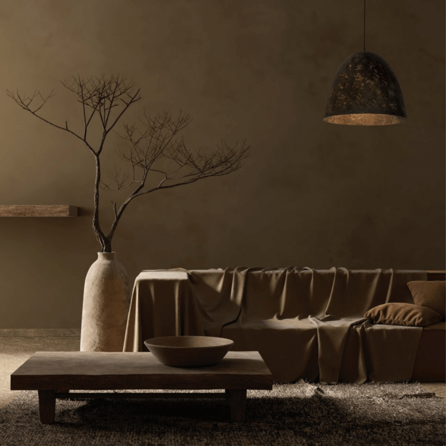 PENDANT LIGHT 1xE27 MAX 15W METAL - PAPER PULP - MULBERRY SILK BLACK