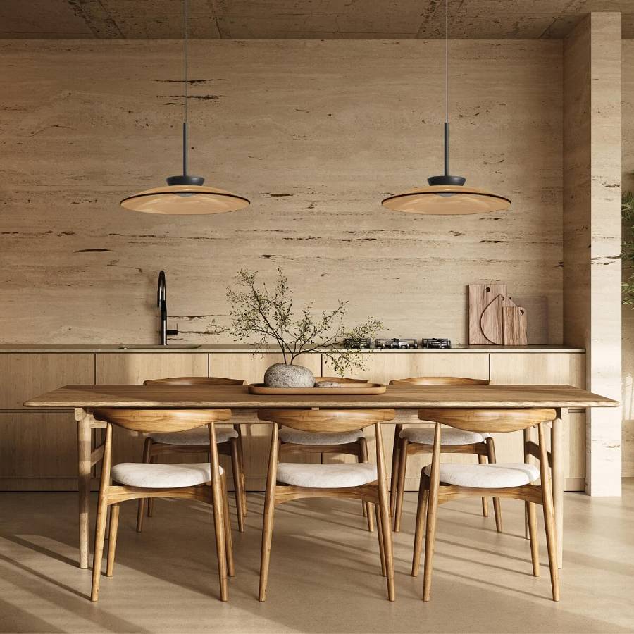 PENDANT LED LIGHT 31W 2700K-3000K TRIAC BLACK MATT - TAWNY GLASS