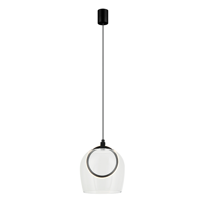 PENDANT LED LIGHT 6W 3000K METAL-SILICON-GLASS,BLACK-CLEAR GLASS