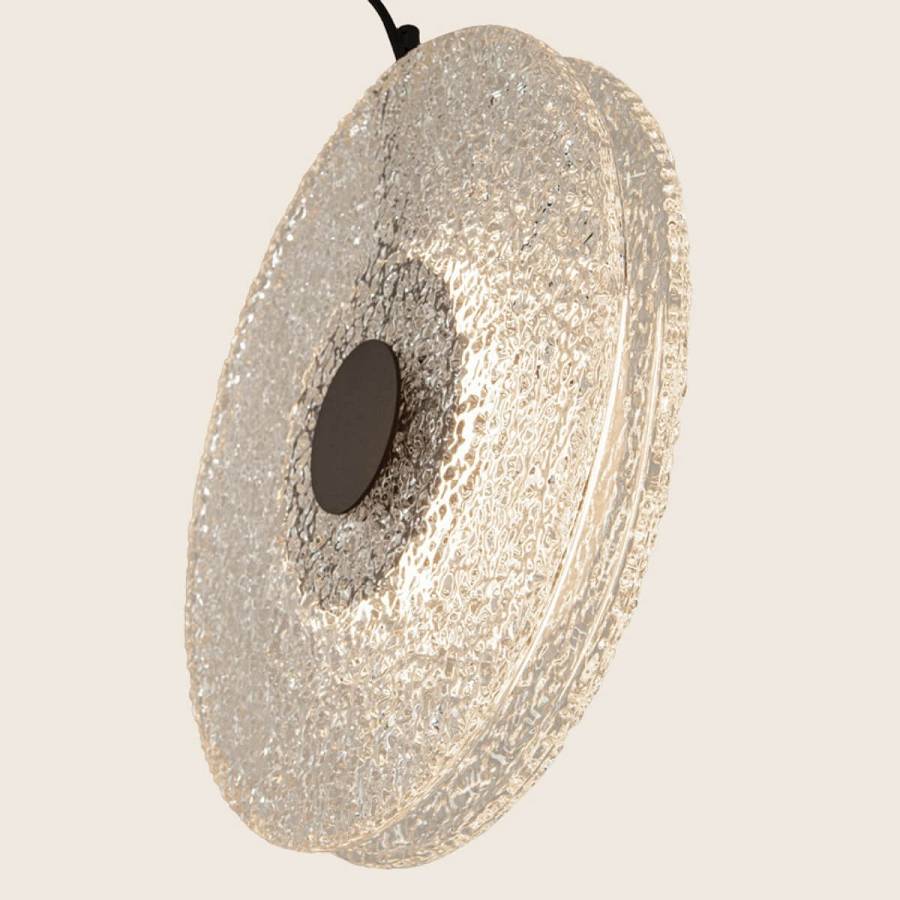 PENDANT LED LIGHT 8W 3000K METAL-GLASS, BLACK-CLEAR GLASS