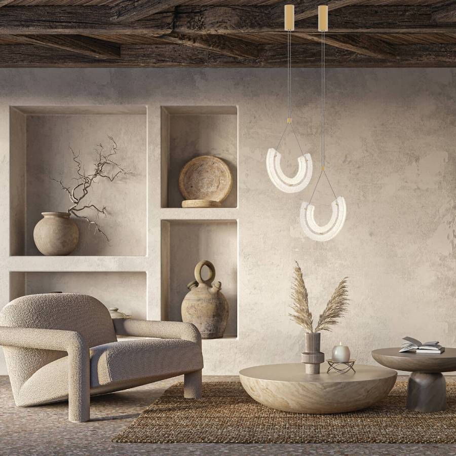 PENDANT LED LIGHT 11W 3000K  ALUMINIUM-GLASS  GOLD