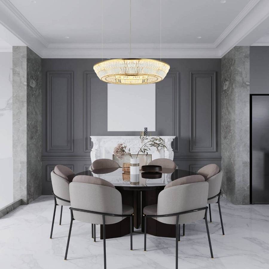 PENDANT LED LIGHT 55W 3000K METAL-CRYSTAL ANTIQUE BRASS