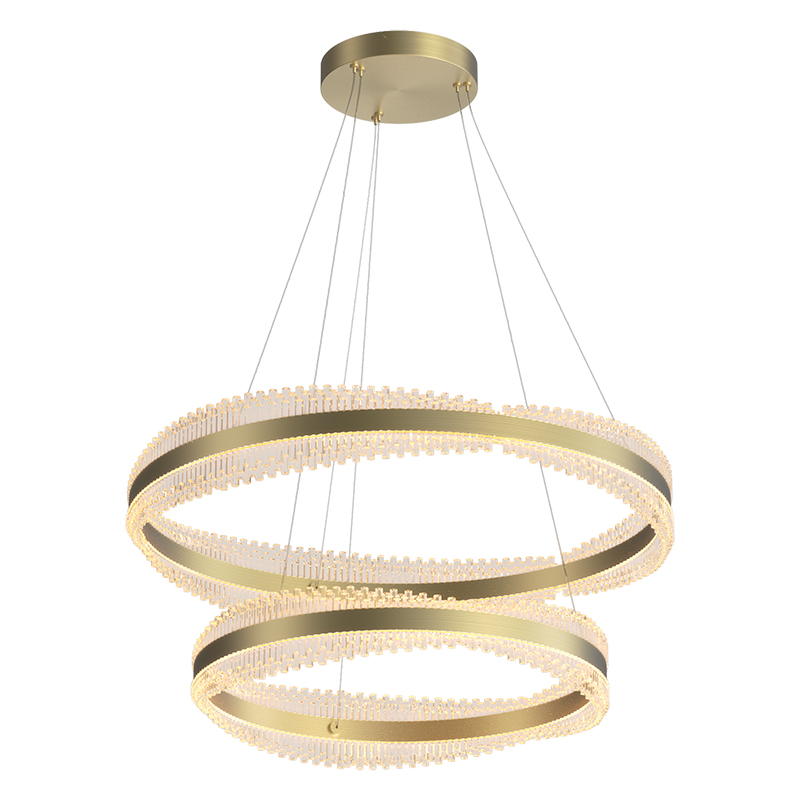 PENDANT LED LIGHT 118W 3000K TRIAC BRUSHED GOLD METAL - CRYSTAL