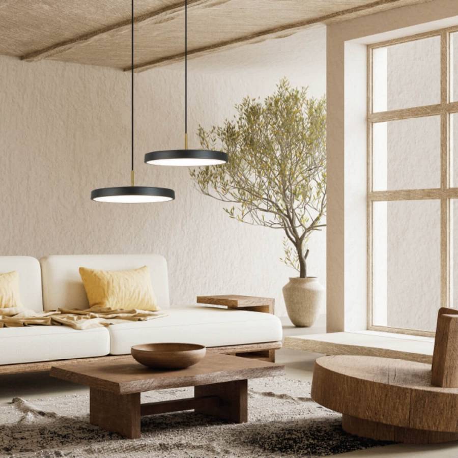 PENDANT LED LIGHT 17W 3000K BLACK MATT - BRUSHED BRASS