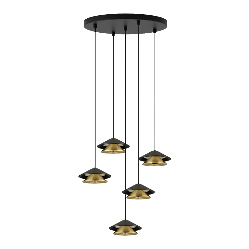 PENDANT LED LIGHT 45W 3000K BLACK BASE - SANDY BLACK SHADE - BRUSHED GOLD ELECTROPLATE