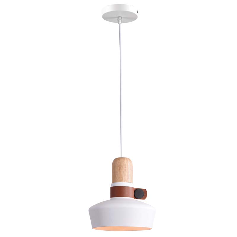PENDANT LIGHT 1XE27 WHITE WOOD LEATHER