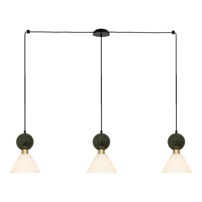 PENDANT 3XE14 MAX 15W GREEN MARBLE - BRASS
