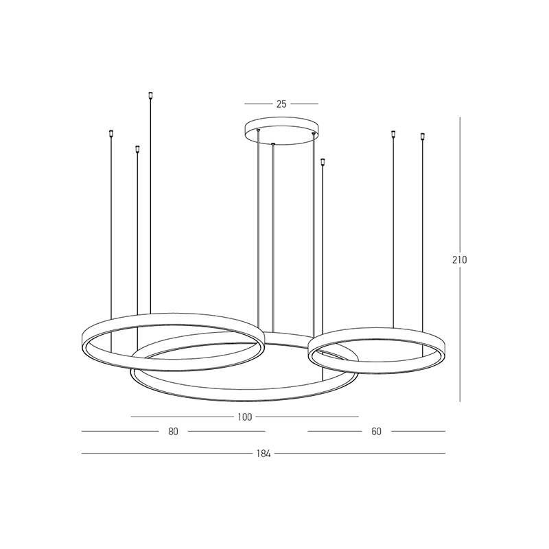PENDANT LED LIGHT UP-DOWN 174W 3000K BLACK ALUMINIUM - ACRYLIC
