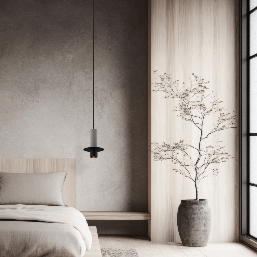 PENDANT LED LIGHT 6W 3000K BLACK METAL - CONCRETE