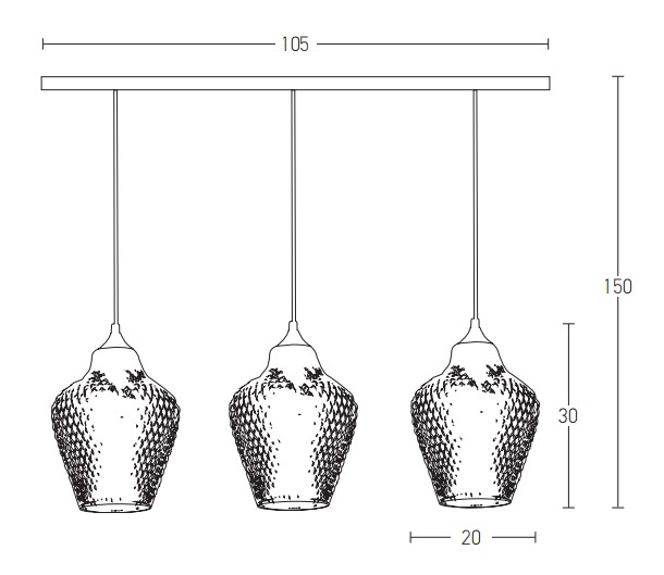 PENDANT LIGHT 3XE27 MAX 40W BLACK