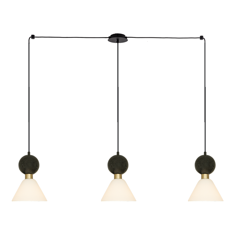 PENDANT 3XE14 MAX 15W BLACK MARBLE - BRASS