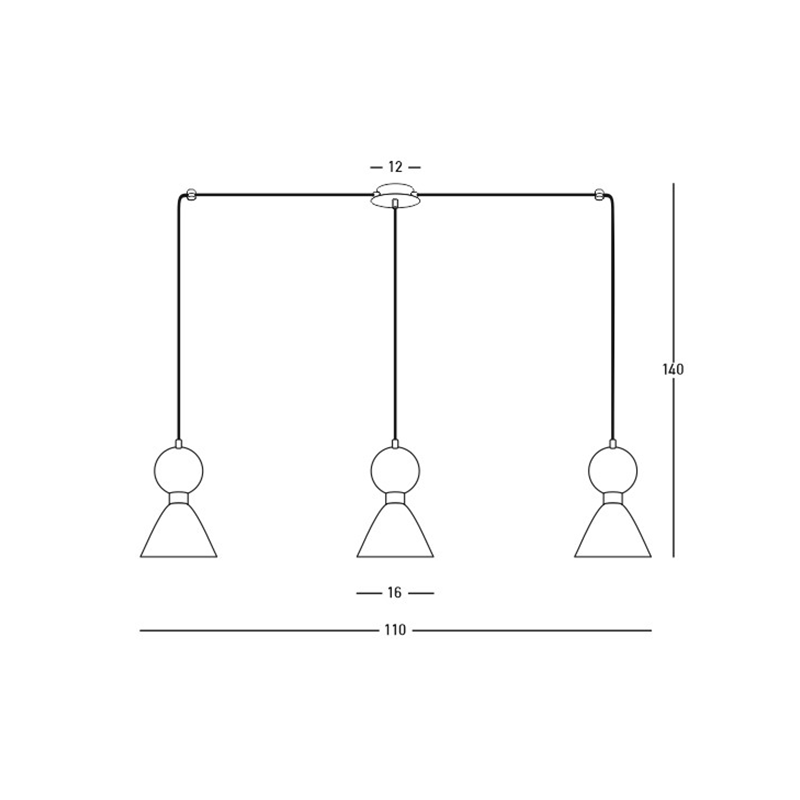 PENDANT 3XE14 MAX 15W BLACK MARBLE - BRASS
