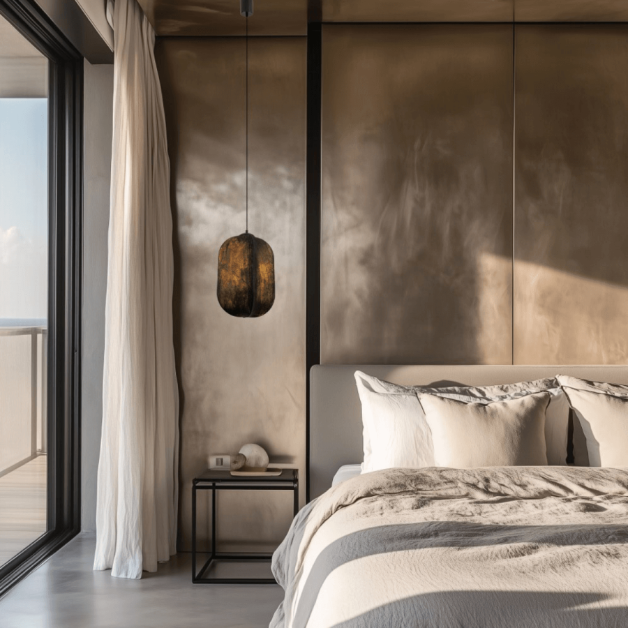 PENDANT LIGHT 1xE27 MAX 15W MULBERRY SILK - METAL BLACK