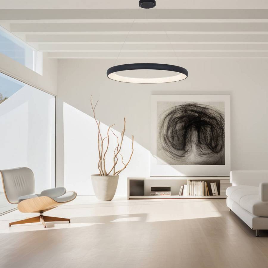 PENDANT LIGHT 60W 3000K  ALUMINUM & ACRYLIC   SANDY BLACK