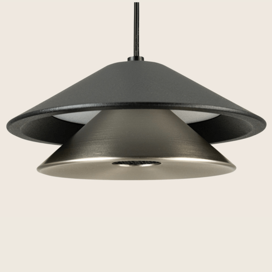 PENDANT LED LIGHT 9W SANDY BLACK BASE - SANDY BLACK SHADE - BRUSHED NICKEL ELECTROPLATE