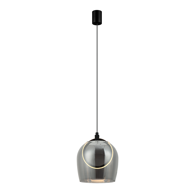 PENDANT LED LIGHT 6W 3000K METAL-SILICON-GLASS,BLACK-SMOKED GREY