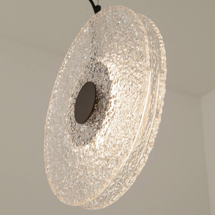 PENDANT LED LIGHT 8W 3000K METAL-GLASS, BLACK-CLEAR GLASS