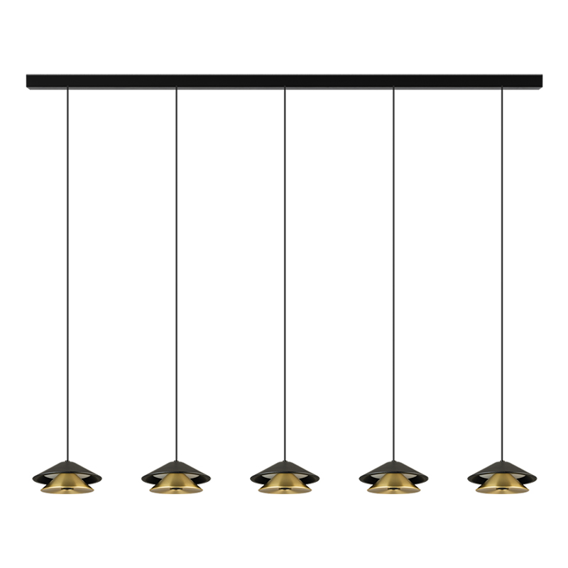 PENDANT LED LINE LIGHT 45W 3000K BLACK BASE - SANDY BLACK SHADE - BRUSHED GOLD ELECTROPLATE