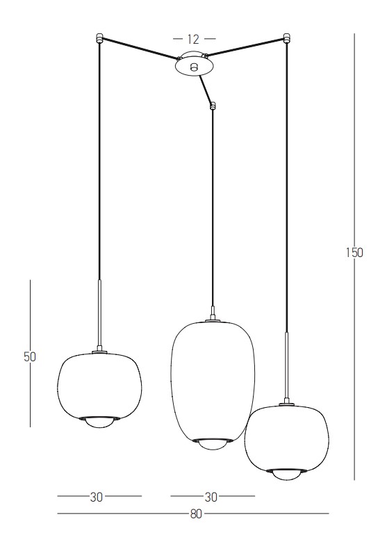 PENDANT LIGHT 3XG9 SMOKED GLASS -GOLD MATT