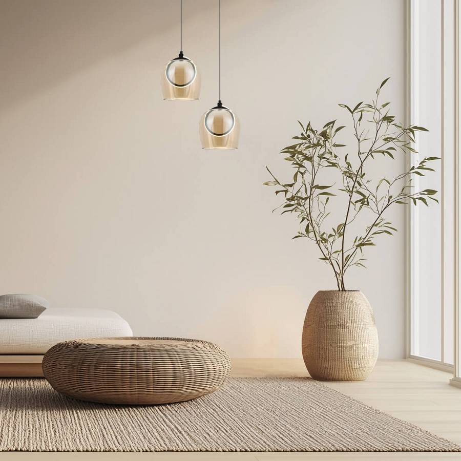 PENDANT LED LIGHT 6W 3000K METAL-SILICON-GLASS,BLACK-CHAMPAGNE