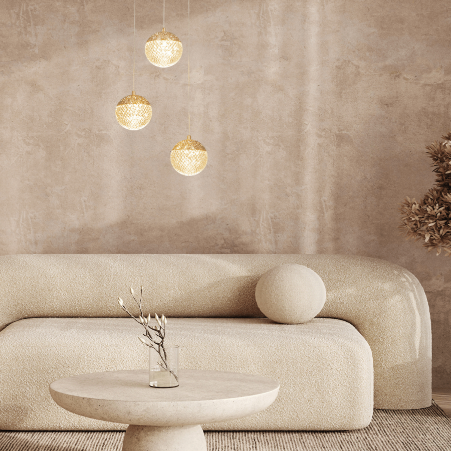 PENDANT LED LIGHT 25W 3000K TRIAC GOLD MATT ALUMINIUM - ACRYLIC