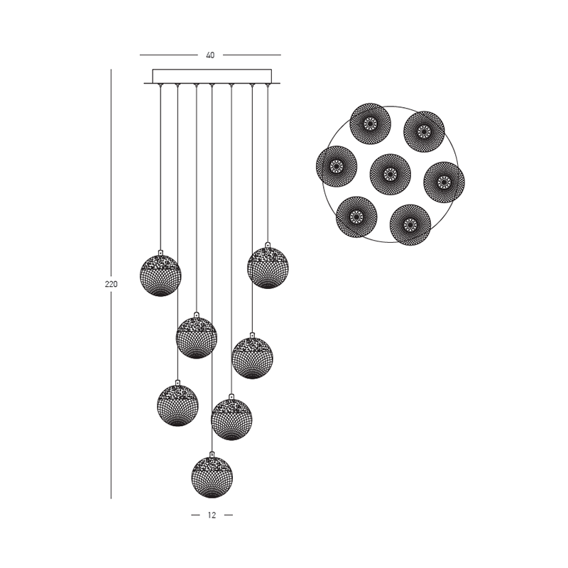 PENDANT LED LIGHT 52W 3000K TRIAC GOLD ALUMINIUM - ACRYLIC