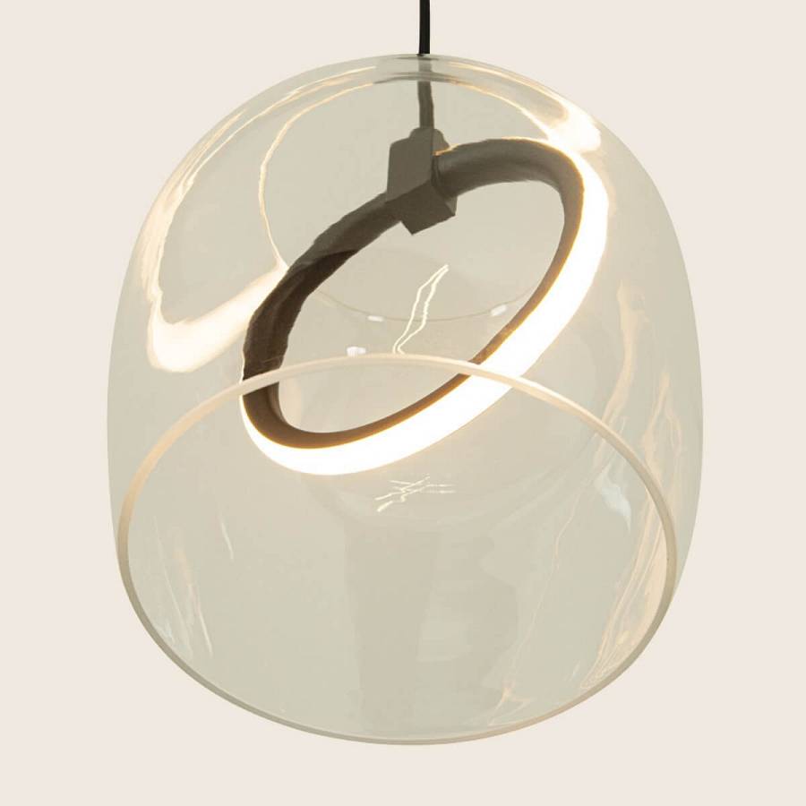 PENDANT LED LIGHT 6W 3000K METAL-SILICON-GLASS,BLACK-CLEAR GLASS